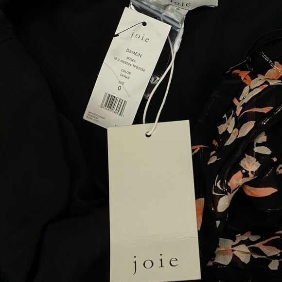 Joie Damein Halter Top Womens 0 Black Floral Metallic Threads Chiffon Sleeveless - Picture 8 of 16